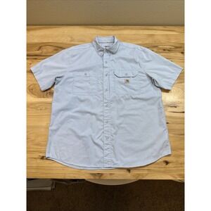 Carhartt 102417 Men's Light Blue Force Ridgefield Short Sleeve Shirt Size XL